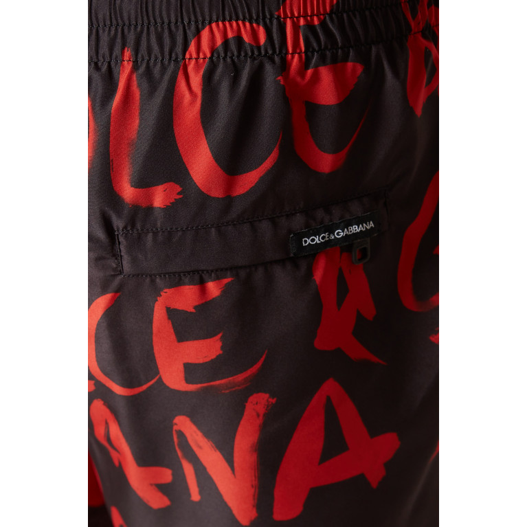Dolce & Gabbana - Long Swim Trunks with Logo Print