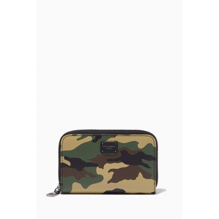 Dolce & Gabbana - Small Zip-around Wallet in Camo Dauphine Leather