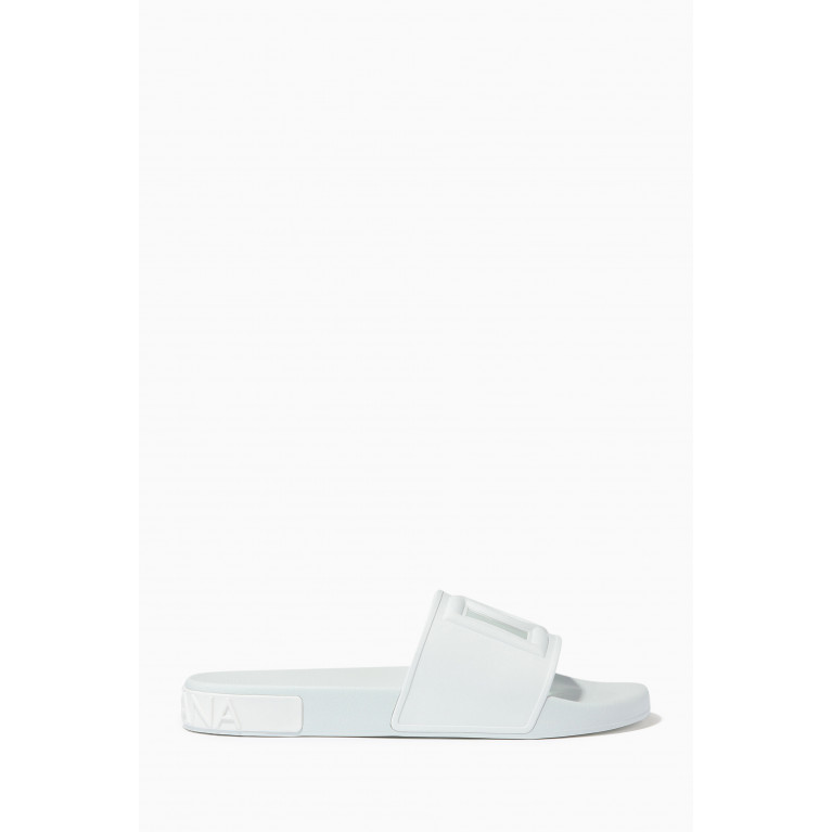 Dolce & Gabbana - Slides with DG Millennials Logo in Rubber White