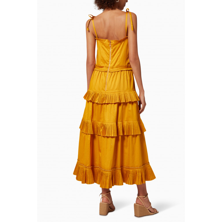 Ministry Of Style - Golden Fields Pleated Midi Dress Yellow