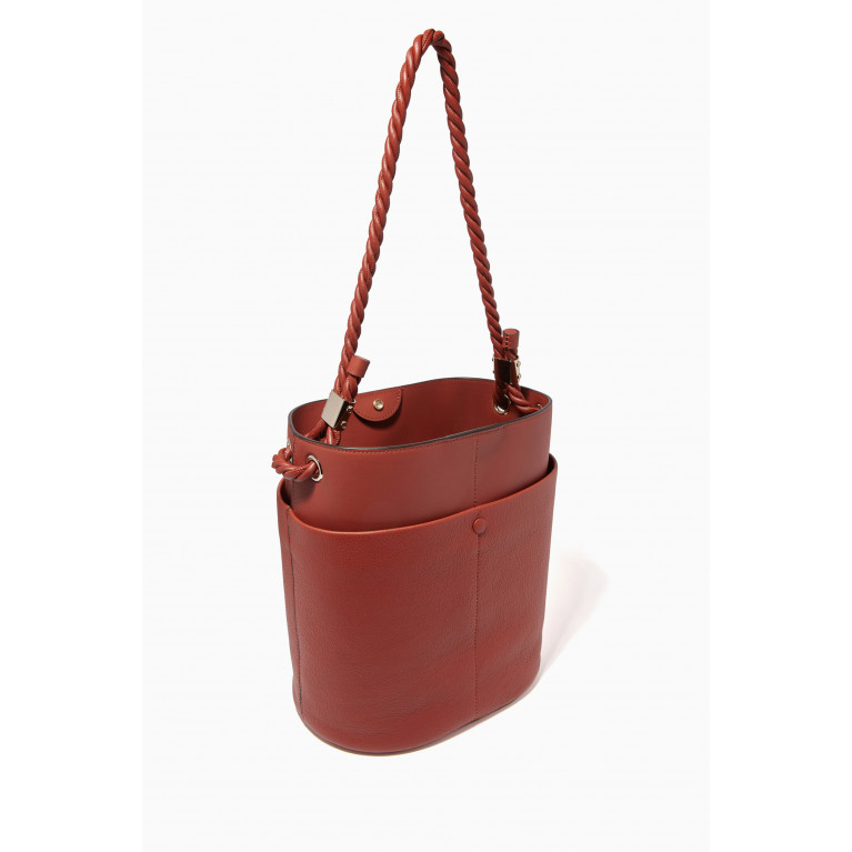 Chloé - Medium Key Bucket Bag in Shiny & Grained Calfskin