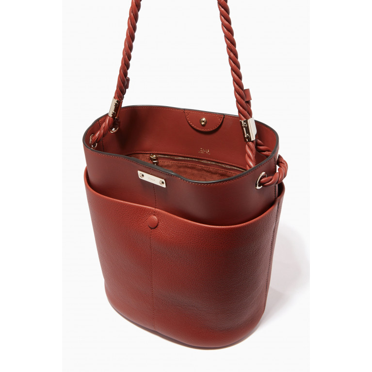 Chloé - Medium Key Bucket Bag in Shiny & Grained Calfskin