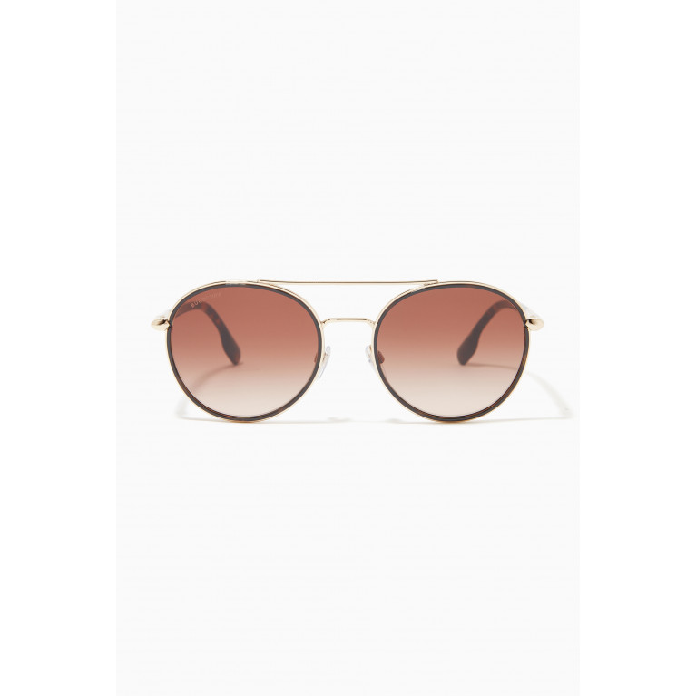Burberry - Icon Stripe Detail Pilot Sunglasses