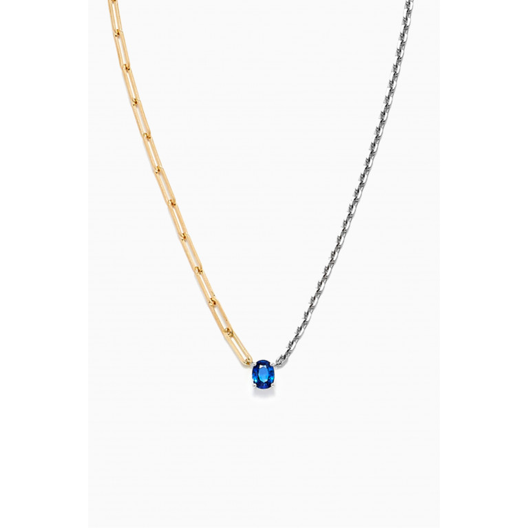 Yvonne Leon - Solitare Sapphire Necklace in 18kt Yellow & White Gold