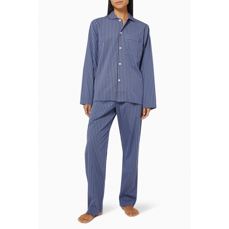 Tekla - Verneuil Stripes Poplin Pyjamas Shirt in Organic Cotton