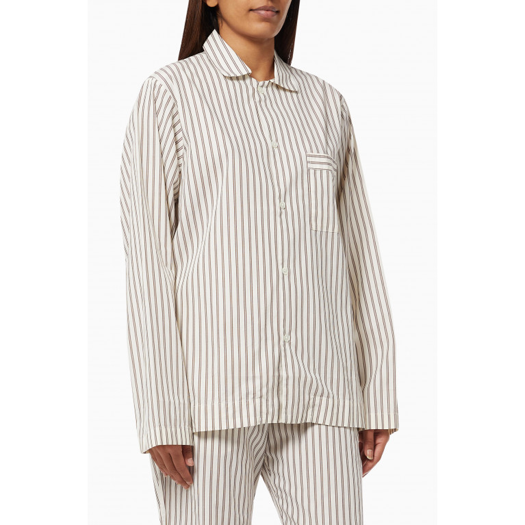 Tekla - Hopper Stripes Poplin Pyjamas Shirt in Organic Cotton