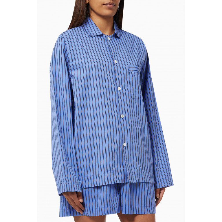 Tekla - Boro Stripes Poplin Pyjama Shirt in Organic Cotton