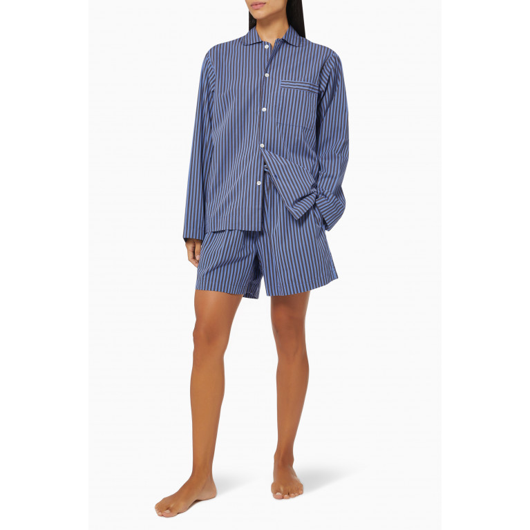 Tekla - Verneuil Stripes Poplin Pyjamas Short in Organic Cotton