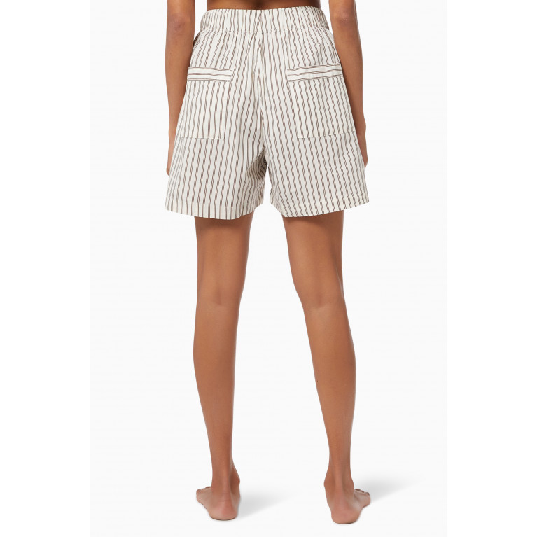 Tekla - Hopper Stripes Poplin Pyjama Shorts in Organic Cotton