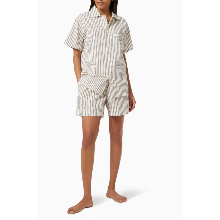 Tekla - Hopper Stripes Poplin Pyjama Shorts in Organic Cotton