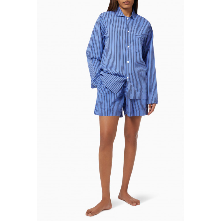 Tekla - Boro Stripes Poplin Pyjama Shorts in Organic Cotton
