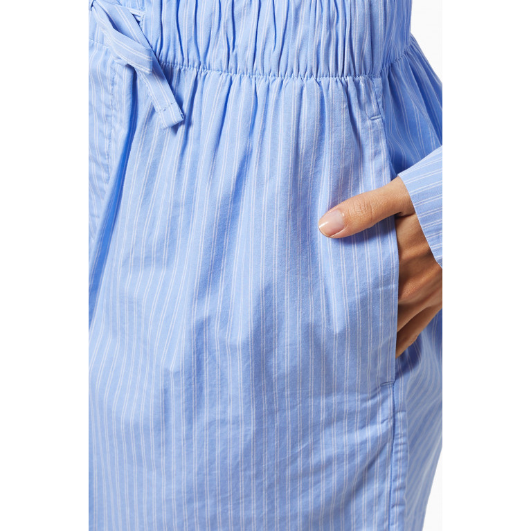 Tekla - Pin Stripes Poplin Pyjamas Short in Organic Cotton