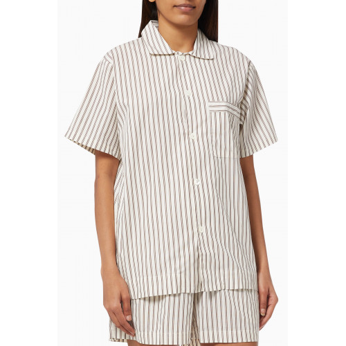 Tekla - Hopper Stripes Poplin Short Sleeve Shirt in Organic Cotton