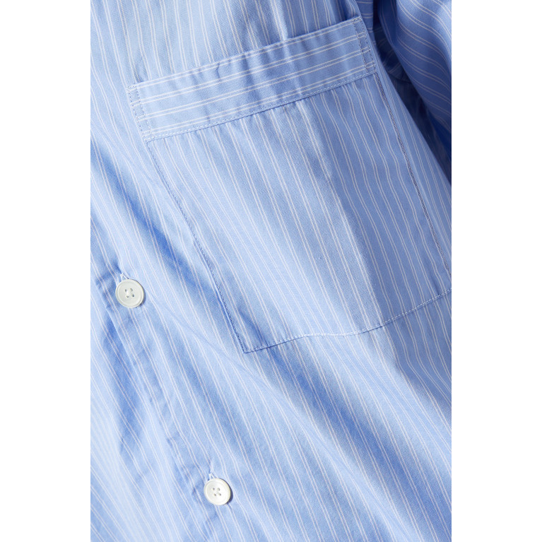 Tekla - Pin Stripes Poplin Short Sleeve Shirt in Organic Cotton