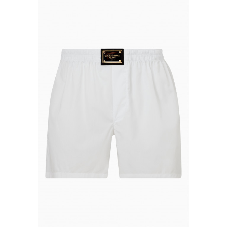 Dolce & Gabbana - Logo Boxer Shorts in Cotton Poplin White