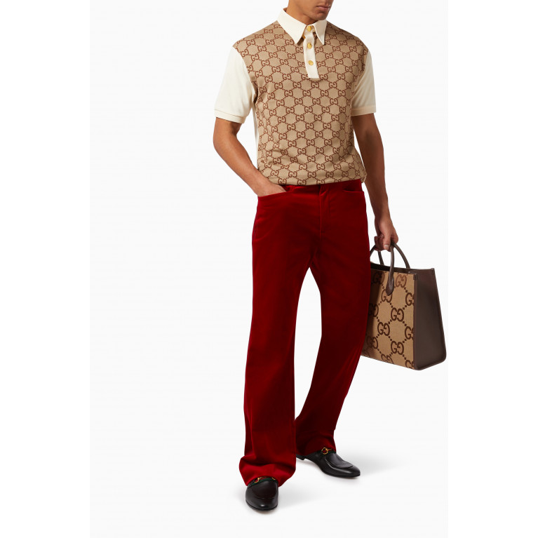 Gucci - Polo Shirt in GG Jacquard Jersey Neutral