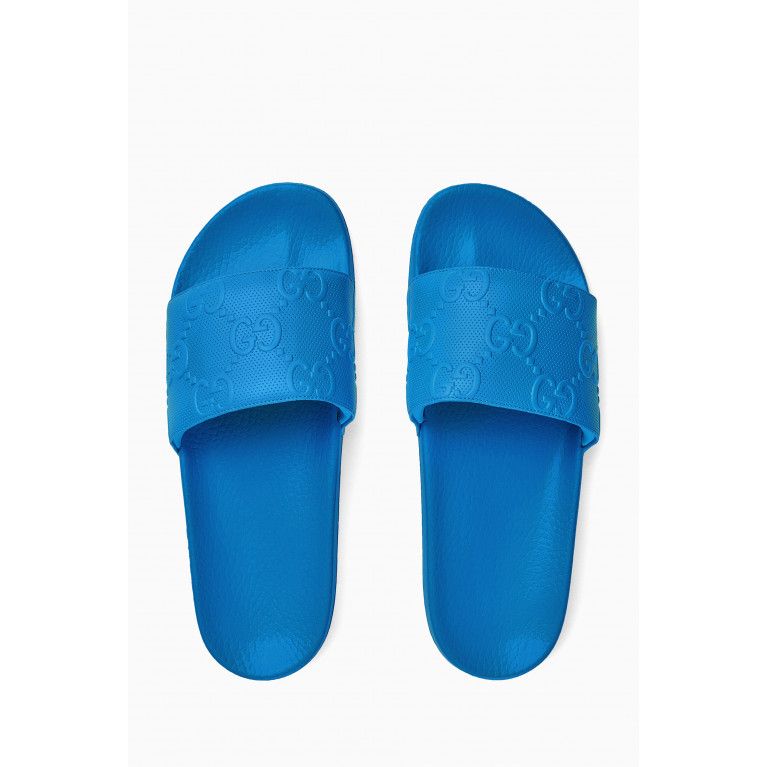 Gucci - Slide Sandals in GG Demetra Blue
