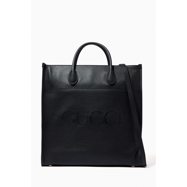 Gucci - Large Gucci Logo Tote Bag in Leather