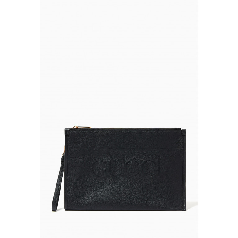 Gucci - Medium Zip Pouch in Embossed Leather