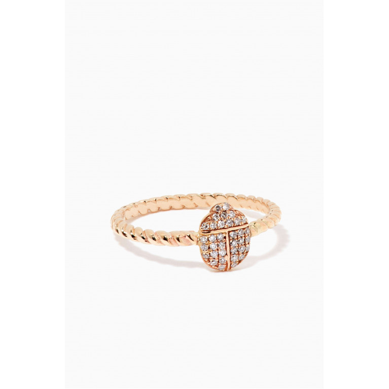 STONE AND STRAND - Pavé Diamond Scarab Twist Ring in 10kt Yellow Gold