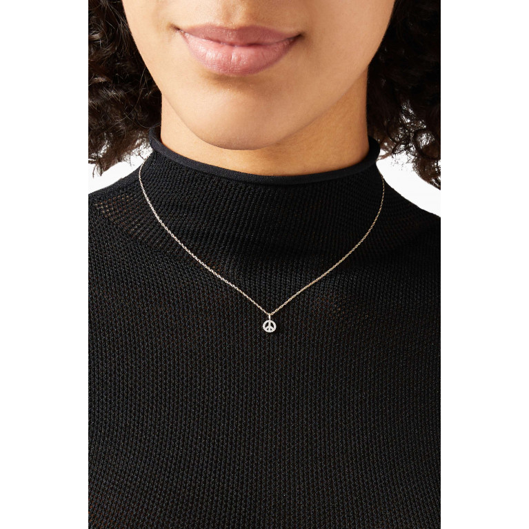 STONE AND STRAND - Pavé Diamond Peace Out Necklace in 10kt Yellow Gold