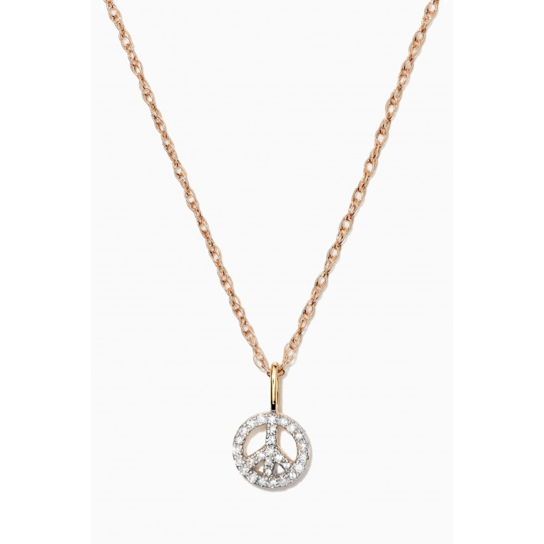 STONE AND STRAND - Pavé Diamond Peace Out Necklace in 10kt Yellow Gold