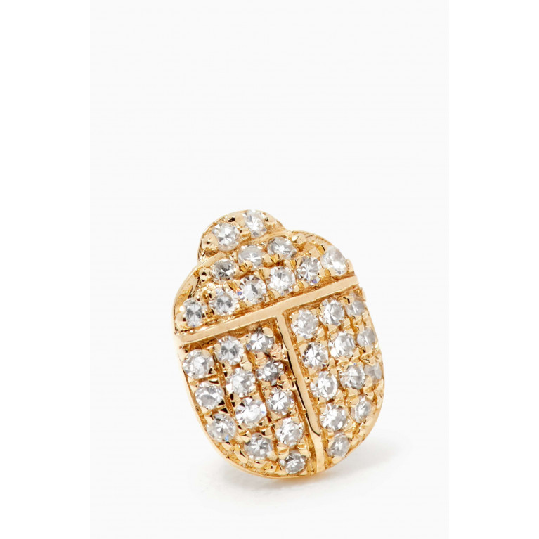 STONE AND STRAND - Pavé Diamond Scarab Studs in 10kt Yellow Gold