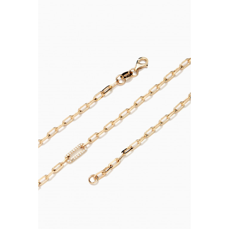 STONE AND STRAND - Pavé Diamond Paperclip Link Necklace in 10kt Yellow Gold