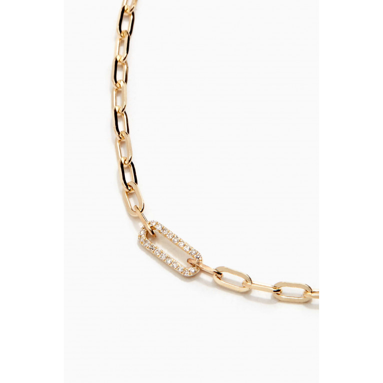 STONE AND STRAND - Pavé Diamond Paperclip Link Necklace in 10kt Yellow Gold