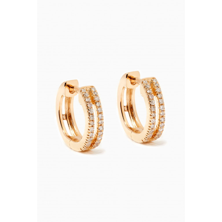 STONE AND STRAND - Pavé Two Row Diamond Huggies in 10kt Yellow Gold