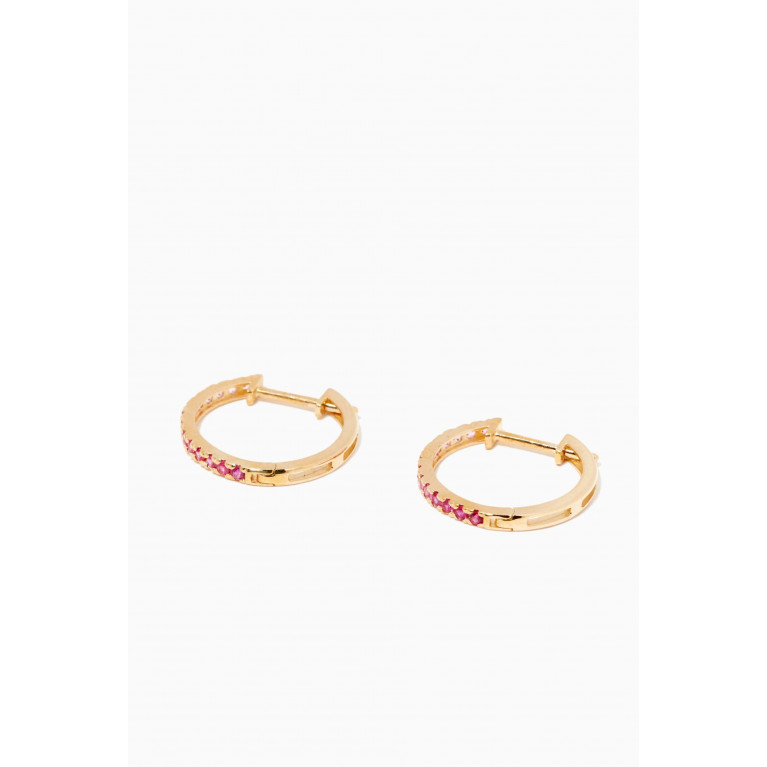 STONE AND STRAND - Ombré Pink Sapphire Medium Huggies in 10kt Yellow Gold