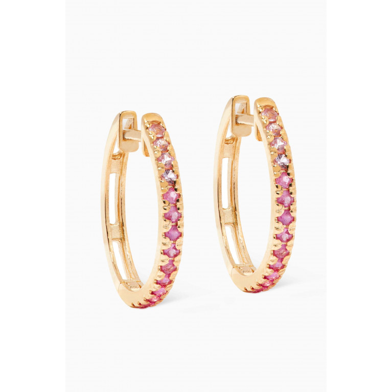 STONE AND STRAND - Ombré Pink Sapphire Medium Huggies in 10kt Yellow Gold