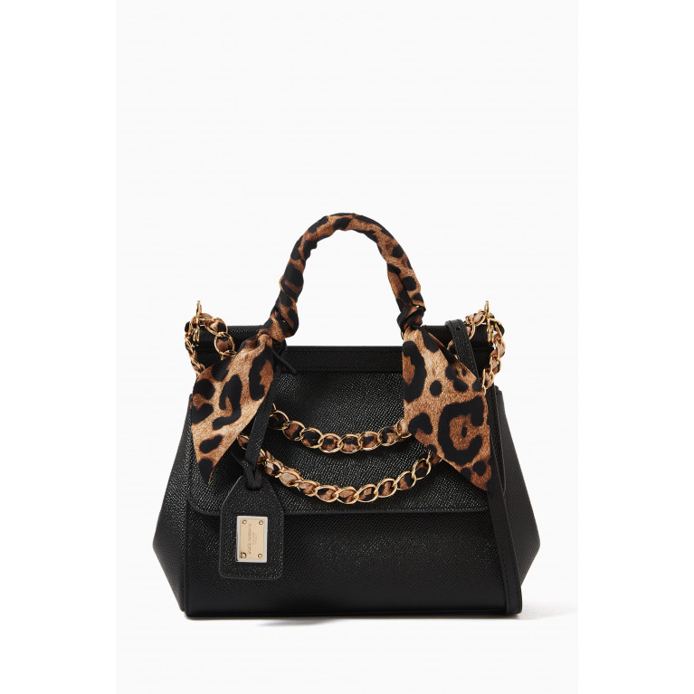 Dolce & Gabbana - Small Sicily Scarf Top-handle Bag in Dauphine Leather