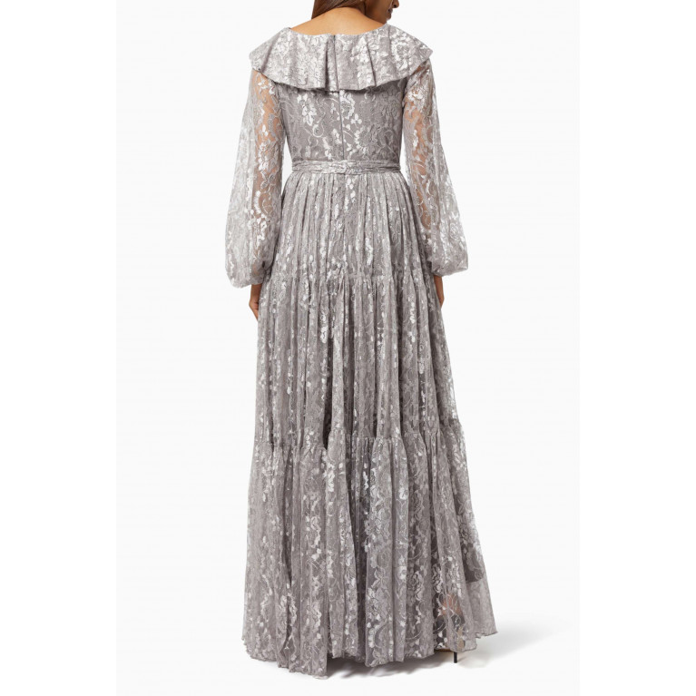 NASS - Ruffle Tiered Dress in Lace Grey