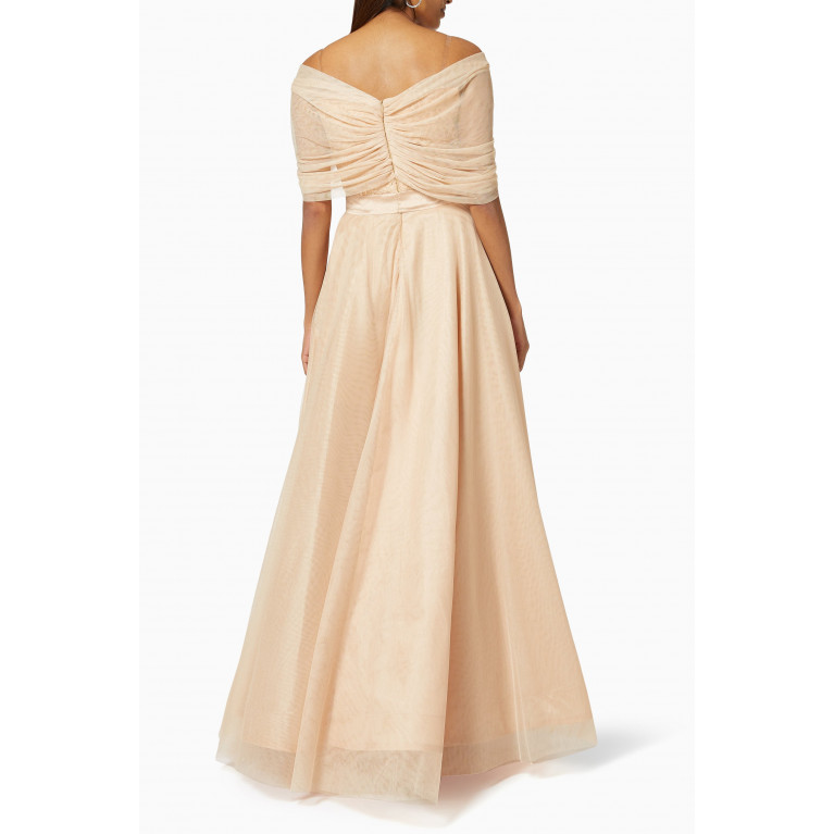 NASS - Ruched Gown in Tulle Gold
