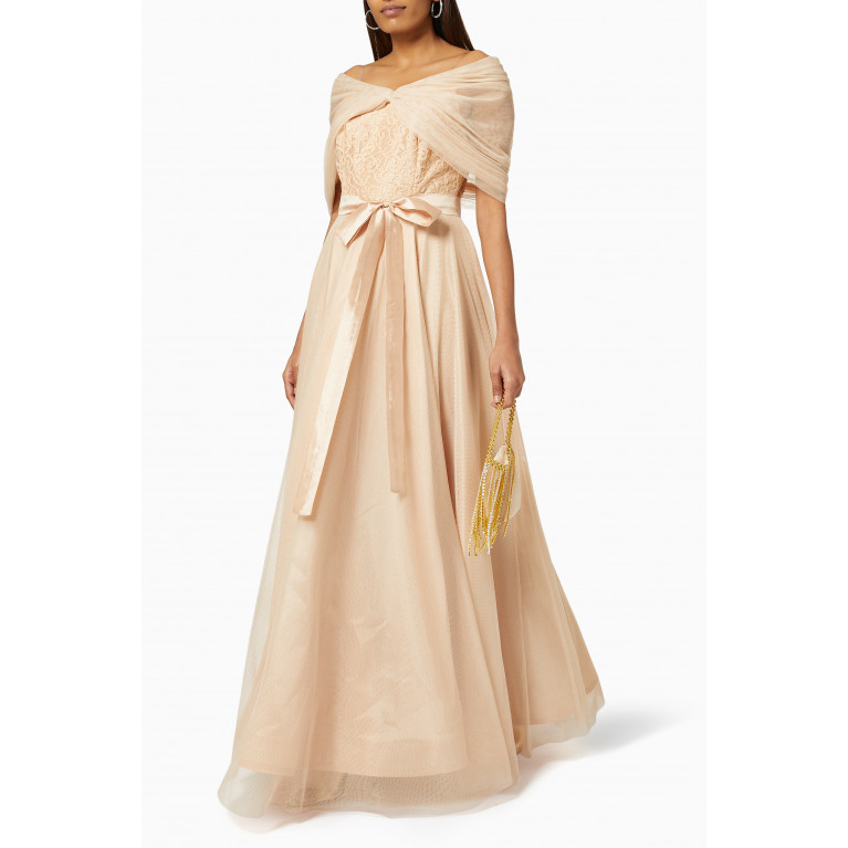 NASS - Ruched Gown in Tulle Gold