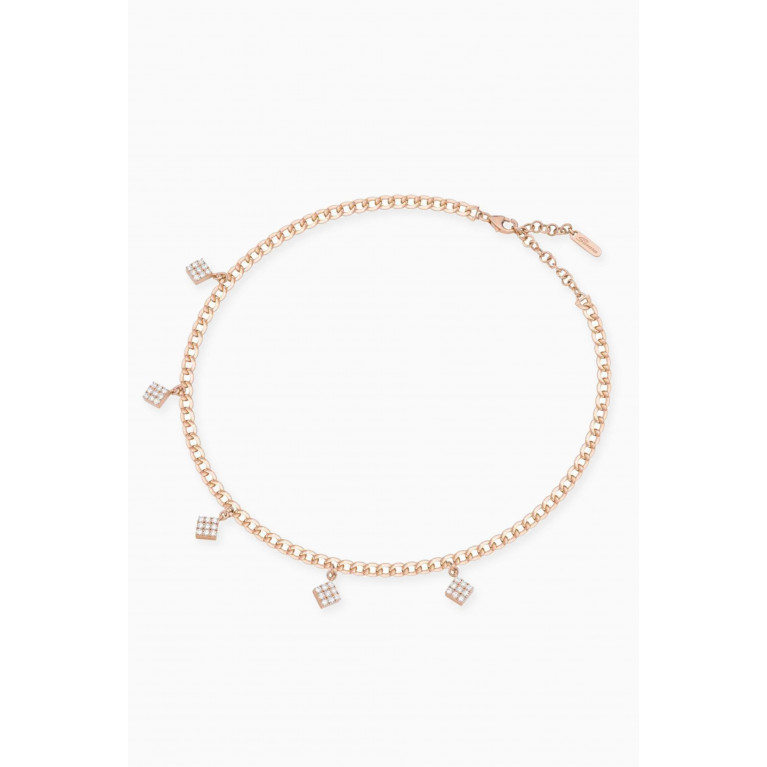 Samra - Quwa Dangling Square Diamond Necklace in 18kt Rose Gold