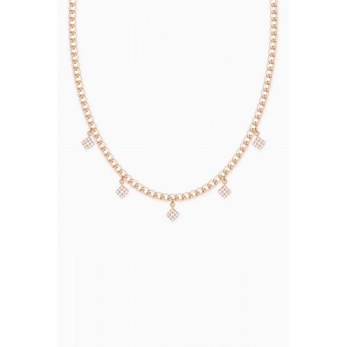 Samra - Quwa Dangling Square Diamond Necklace in 18kt Rose Gold