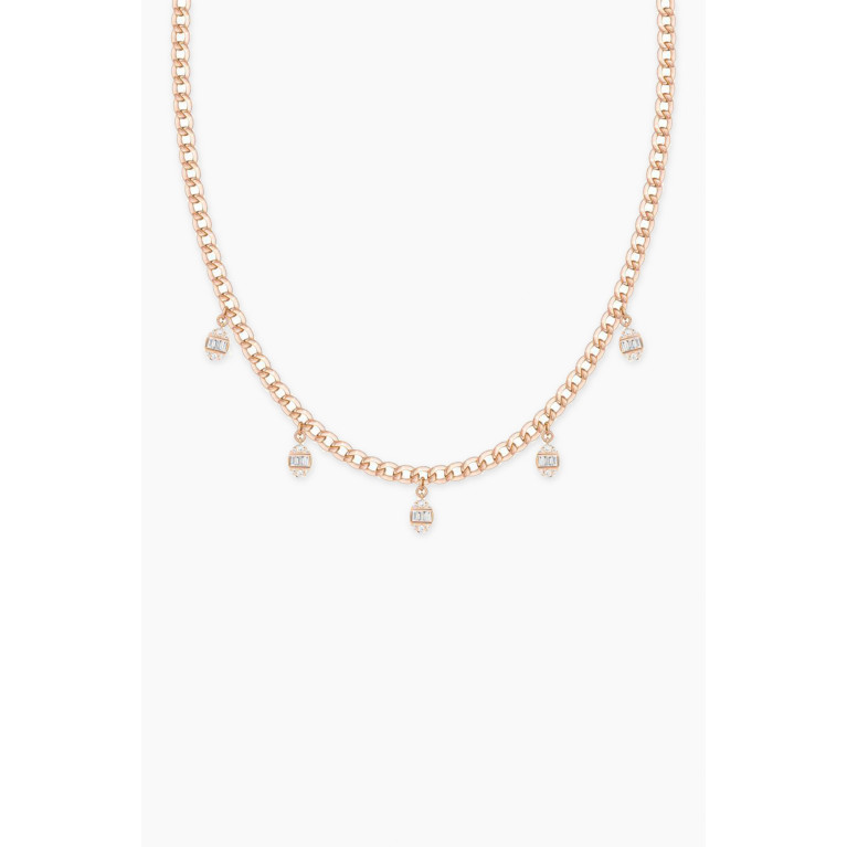 Samra - Quwa Dangling Oval Diamond Necklace in 18kt Rose Gold