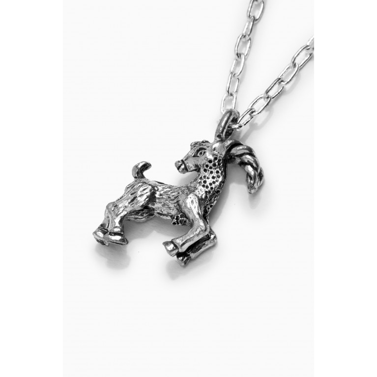 The Monotype - Capricorn Zodiac Pendant with Chain Necklace in Silver Plating