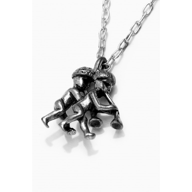 The Monotype - Gemini Zodiac Pendant with Chain Necklace in Silver Plating