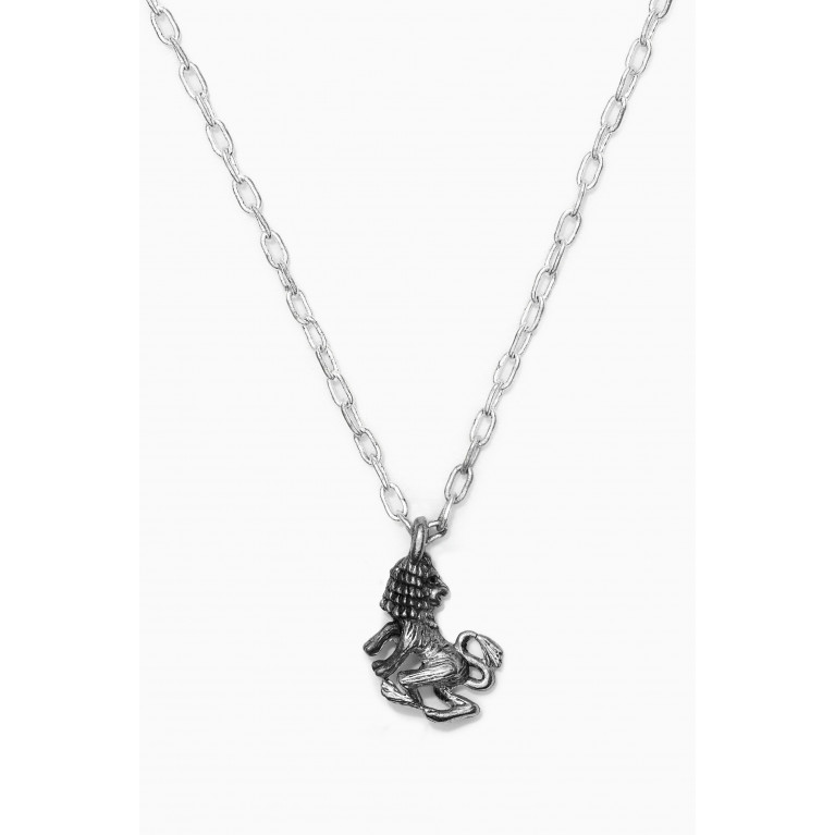 The Monotype - Leo Zodiac Pendant with Chain Necklace in Silver Plating