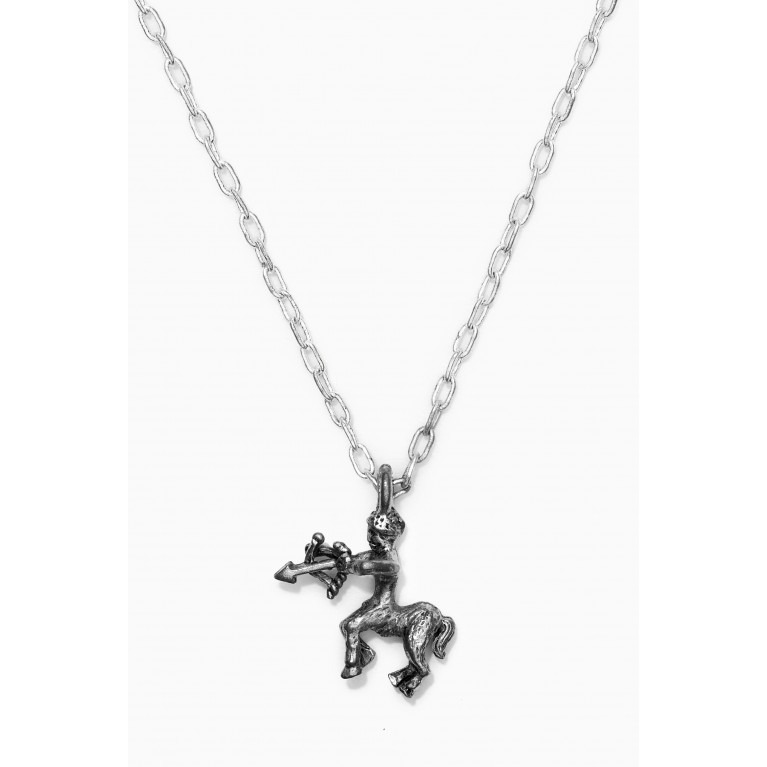 The Monotype - Saggitarius Zodiac Pendant with Chain Necklace in Silver Plating