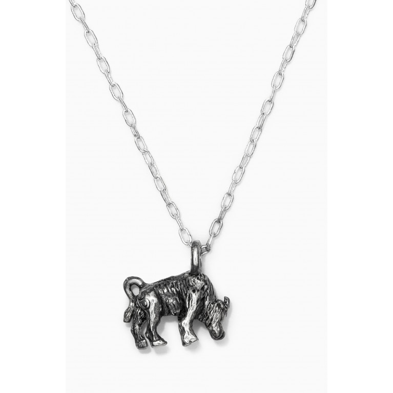 The Monotype - Taurus Zodiac Pendant with Chain Necklace in Silver Plating