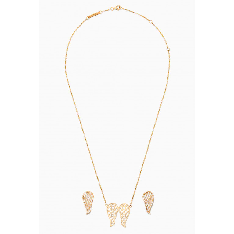 Charmaleena - Freedom Pavé Diamond Necklace in 18kt Yellow Gold