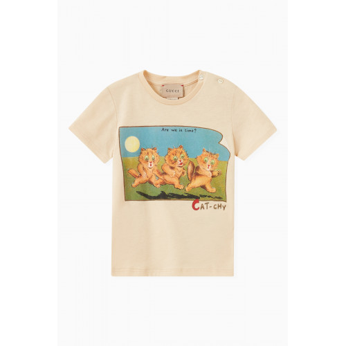 Gucci - 'Cat-chy' Print T-shirt in Cotton Jersey
