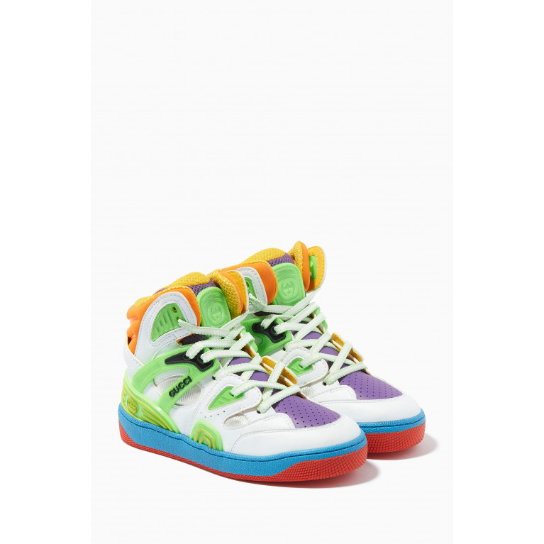 Gucci - Gucci Basket High-top Sneakers in Demetra Leather