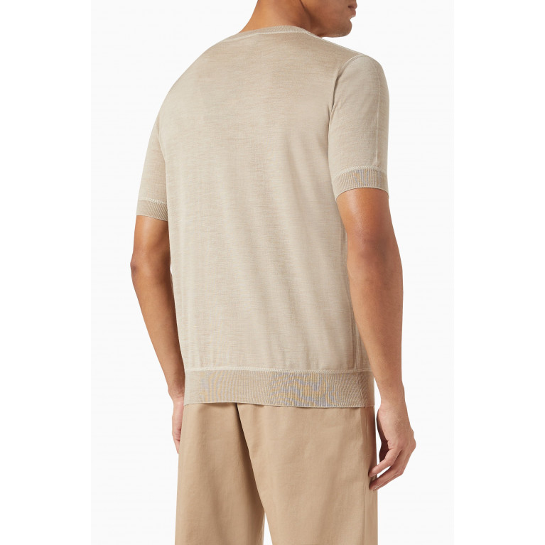 Prada - Logo Intarsia Sweater in Cashmere & Wool Neutral