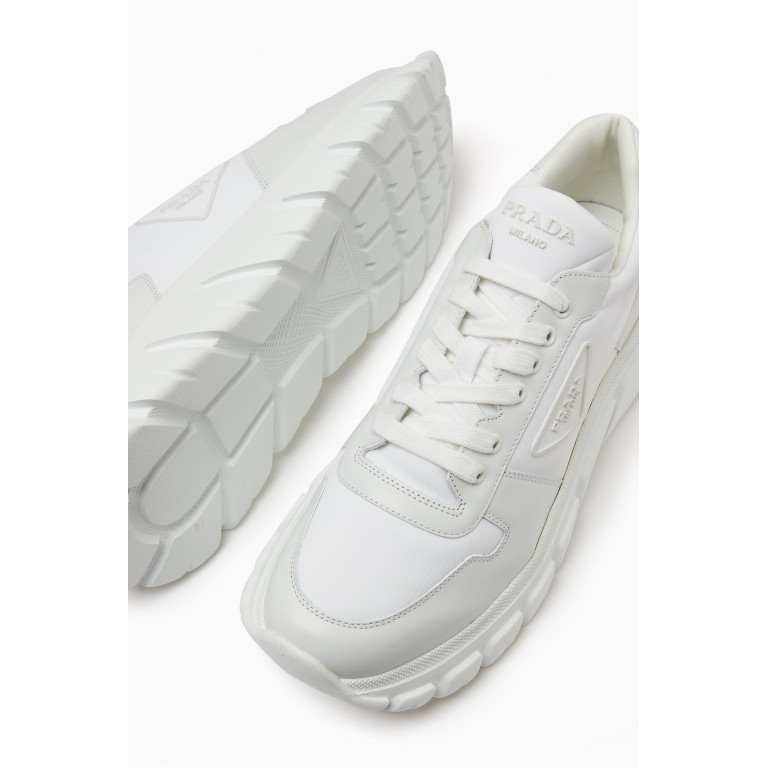 Prada - Chunky Sneakers in Leather & Nylon White