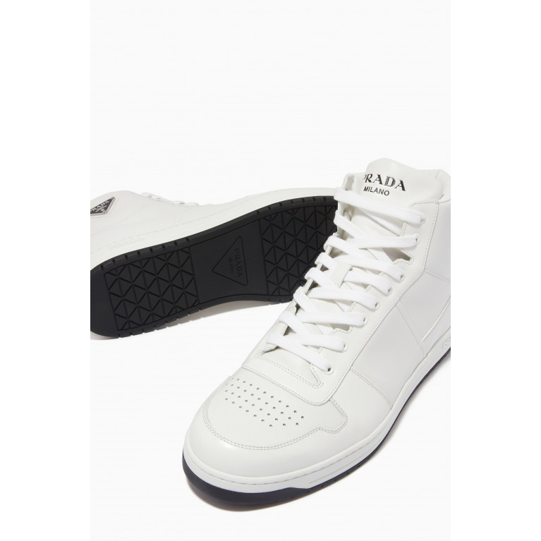 Prada - Downtown Triangle Logo Sneakers in Calfskin Leather